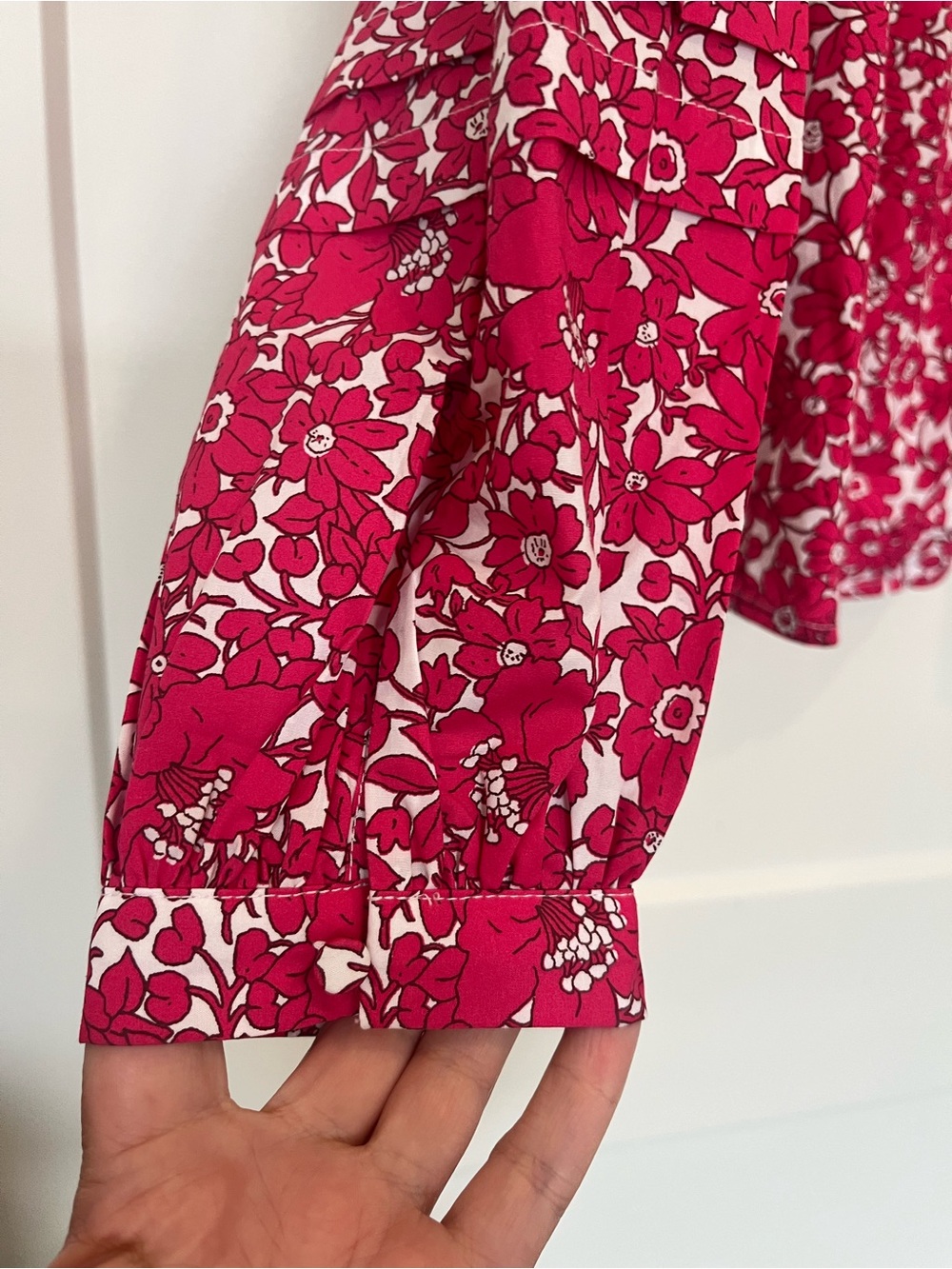 J. Crew Cotton Floral Long Sleeve Popover Blouse Top Pink Peasant Cottagecore S - Picture 3 of 11